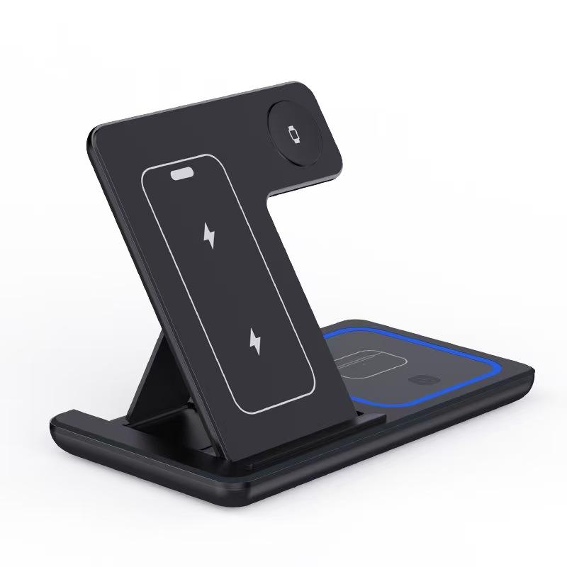 3 In 1 LED Fast Wireless Charger Stand Foldable Charging Station